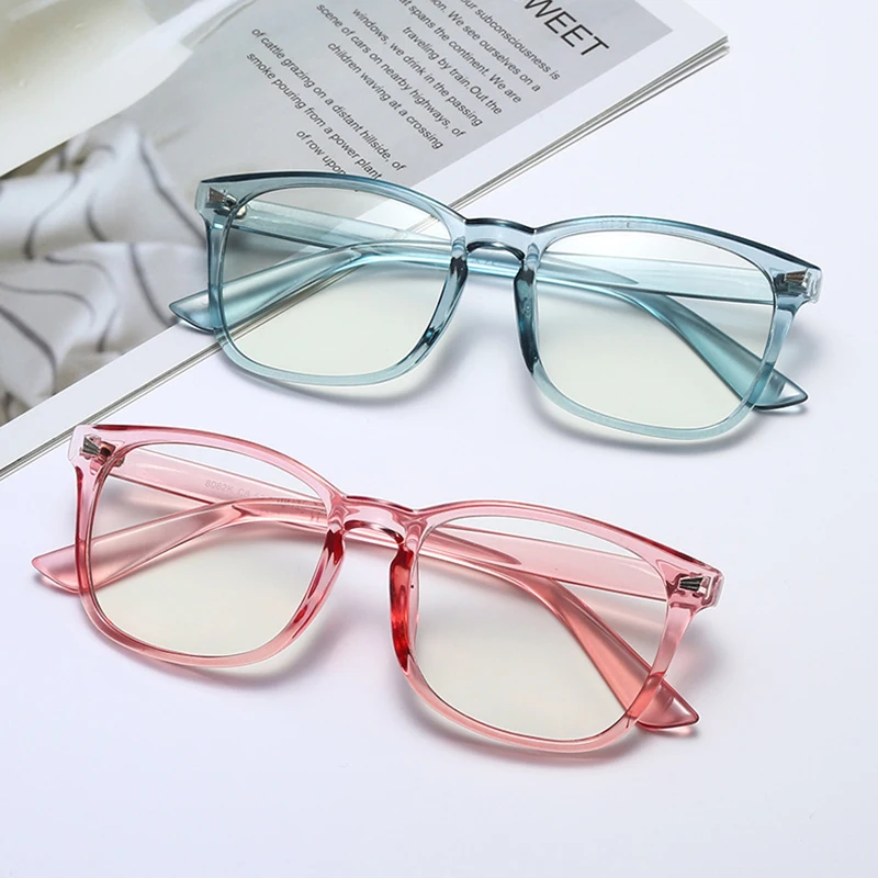 

New Anti-Blue Light Retro Square Reading Glasses Women's Plain Glasses Blu-ray Computer Goggles Women's Square Frame Gafas