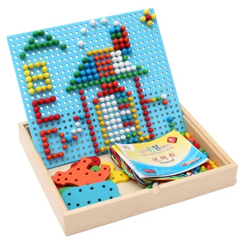 

Free shipping Baby Wooden mushrooms nails flashboard puzzle children's Wood Educational toy kids classic Super wisdom puzzle Toy