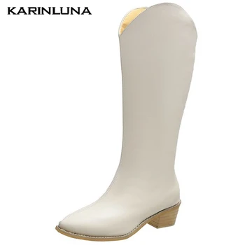 

Brand Fashion 20202020 New Arrival Side Zippe Female Shoes Retro Pointed Toe Square Thick Heels Mid-calf Women Boots
