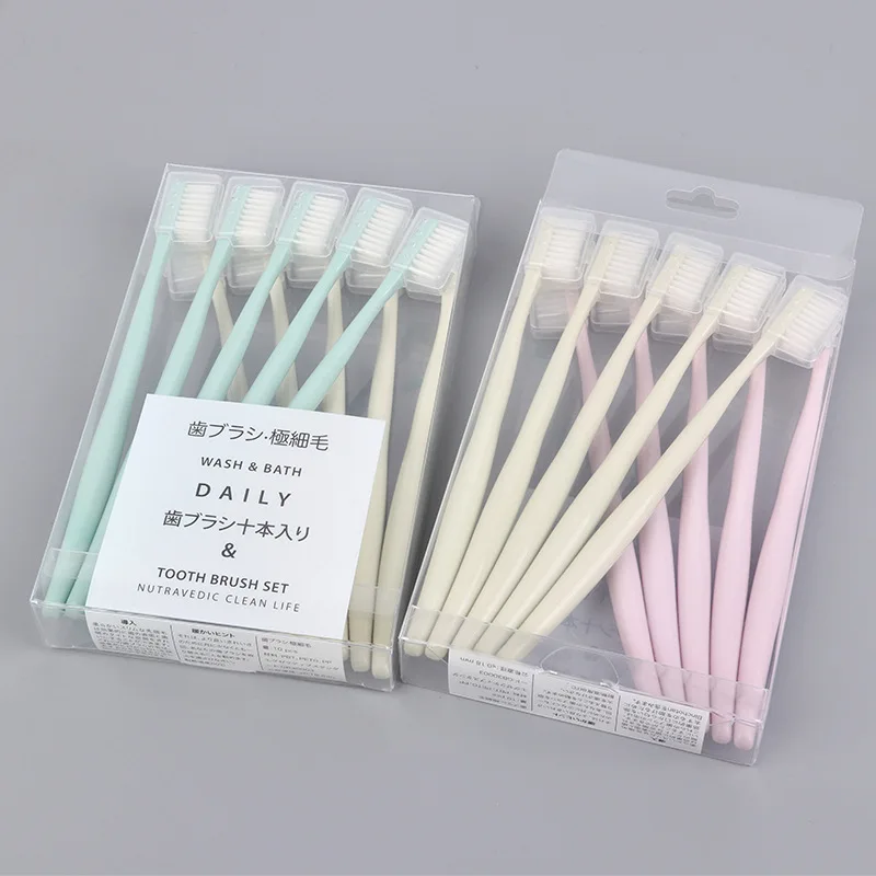 

10 Japanese Style Soft Bristle Toothbrush Women's Adult with Protective Case Household Family Pack Japan Combination of Equipmen