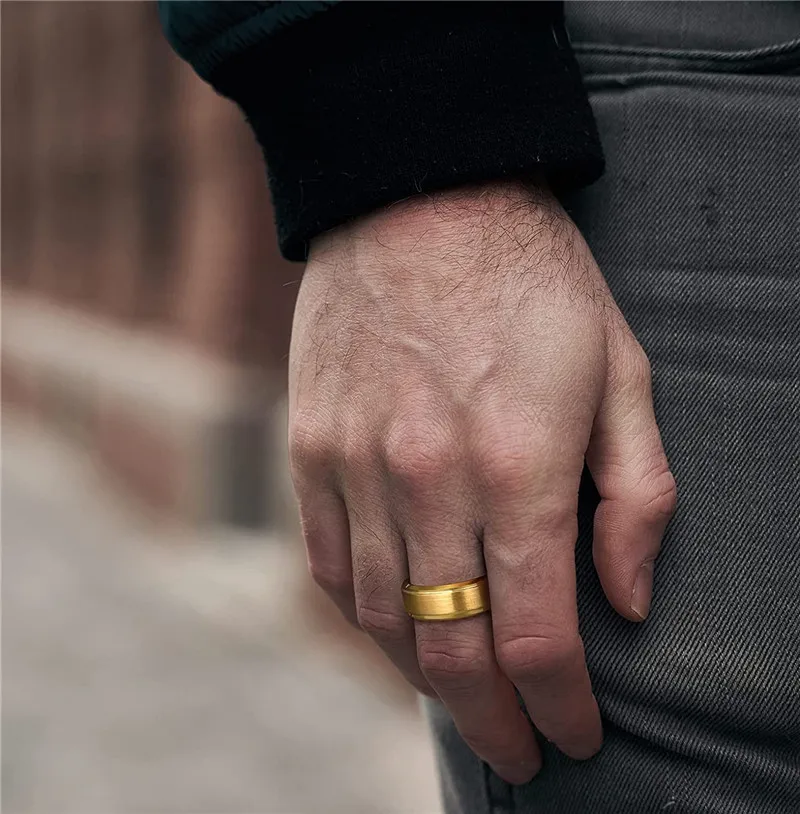 Gold Color Pure Titanium Brushed Matte Comfort Fit Wedding Band Ring (6-13)