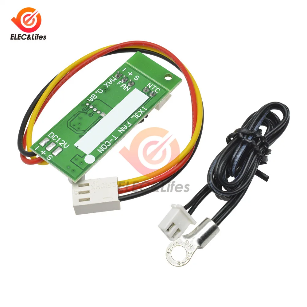 DC Motor Speed Controller DC 12V 2-3 Wire Temperature Control Denoised Speed Controller Governor Regulator with Probe ON/OFF for Computer PC Fan/alarm