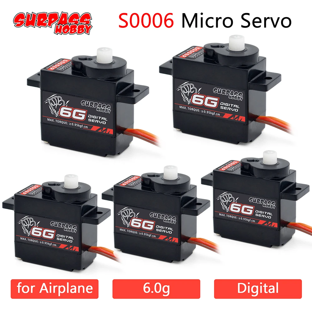 HotSale5pcslotSurpassHobbyAirplaneDigitalServo6gMicroPlastic