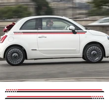 2 шт. для Fiat 500 автомобильные длинные боковые полосы наклейки Виниловая пленка Авто DIY Стайлинг декоративные наклейки автомобильные принадлежности для тюнинга