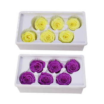 

2Set Eternal Roses Heads,Real Natural Fresh Preserved Rose,Forever Rose,Immortal Flower Material Yellow & Purple