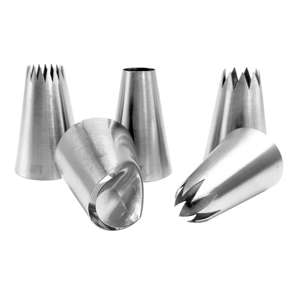 

5pcs/set Big Russian Icing Piping Pastry Nozzle Tips Baking Tools Cake Decoration Set Stainless Steel Nozzles Cupcake