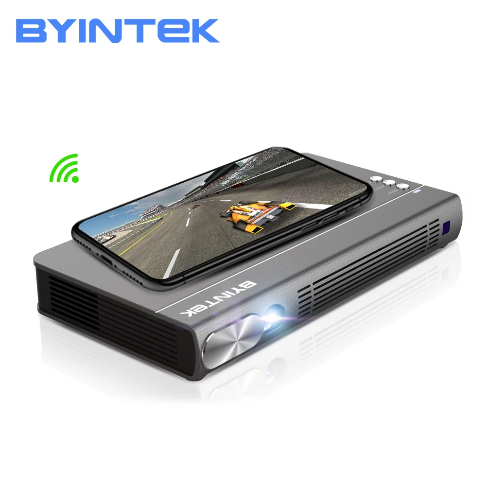 

BYINTEK UFO P12 portable android wifi display rechargeable 3D HD Mini LED DLP video home theater Projector