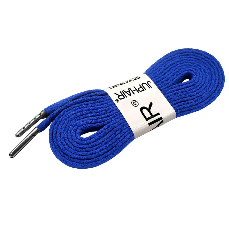 23 Royal Blue 1 пара плоских полиэфирных хлопковых шнурки под заказ с серебристыми металлическими наконечниками фиолетовые шнурки для пеших прогулок тапки шнурки для обуви черные 140 см - Цвет: 23 Royal Blue
