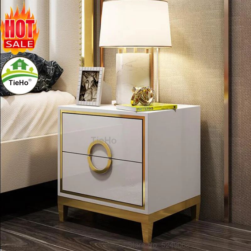 LuxuryNightstandsBedsideTablewith2SolidWooddrawerMinimalist