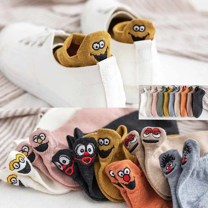 Kawaii вышитые/роскошные женские Носки Happy Модные ботильоны забавные Женские