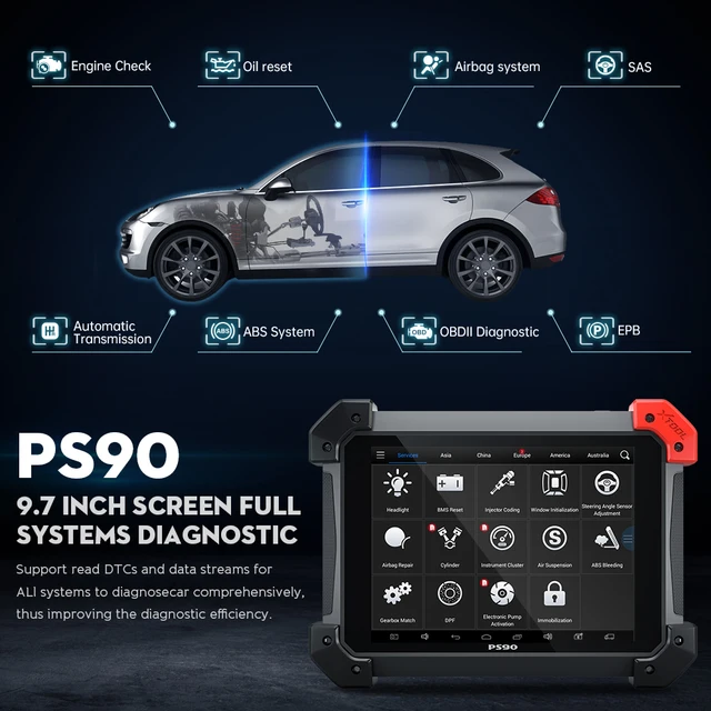 XTOOL PS90 Automotive OBD2 Car Diagnostic tool 9.7Inch Screen Bluetooth-compatible/Wifi Code Reader Scanner Free Update LifeTime 2