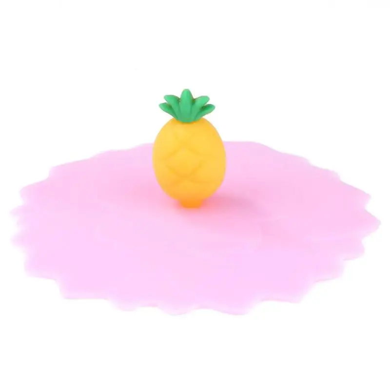Милая крышка для воды, чашка для питья, силиконовая противопылевая крышка, чашка, уплотнения, стеклянные кружки, крышка, термостойкие крышки для чайных чашек - Цвет: Pineapple