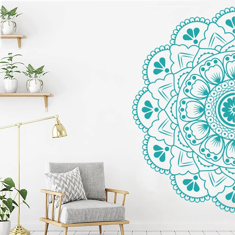 

Mandala in Half Wall Sticker Meditation Yoga Wall Art Living Room Boho Headboard Bedroom Decoration MT18