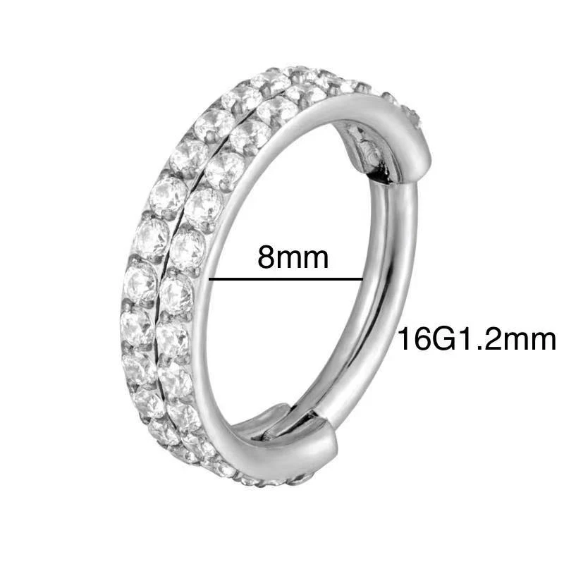Nose Rings Piercing Jewelry Body Piercing Earrings Ear Piercing Jewelry Body Jewelry G23 Titanium Double row CZ Rings Septum Nose Rings