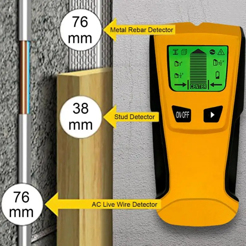 Металлоискатель, деревянный металлоискатель, электронный проводной датчик, сканер кабеля для обнаружения шпильки для стен/металлических труб/электрических проводов