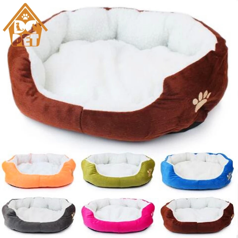 

Soft Pet Dog Nest Puppy Cat Bed Fleece Warm House Kennel Plush Mat 4 Colors Pet Products Small Dog Bed cama para cachorro