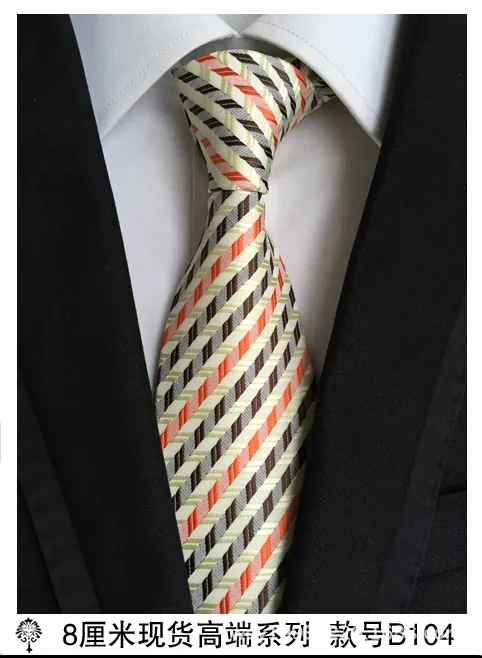 YISHLNE хит Шелковый клетчатый галстук подарки для мужчин рубашка Свадебный галстук pour homme жаккардовый тканый галстук вечерние галстуки gravata бизнес - Цвет: 104