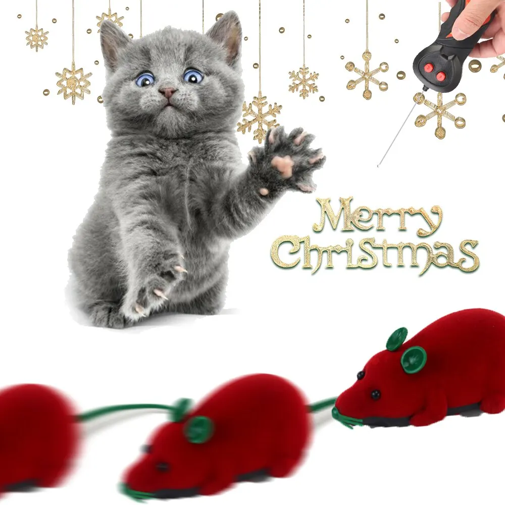 

Pet Cat Christmas Interactive Toys Electronic Mouse With Wireless Remote Control Mouse Toy Electronic Play Toy Holiday Kid Gifts