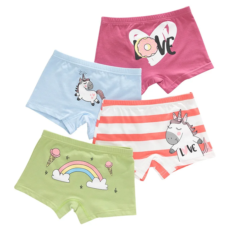 4 PCS 4 шт./лот; детское хлопковое нижнее белье Heyfriend; трусы для молодых девушек; однотонные Короткие трусы с низкой талией; удобные женские трусики - Цвет: 4 PCS