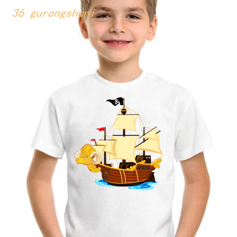 funny cartoon pirate t shirt for girls tshirt boy tops girl t-shirt children clothing kids clothes boys anime graphic t shirts t-shirt for kid girl