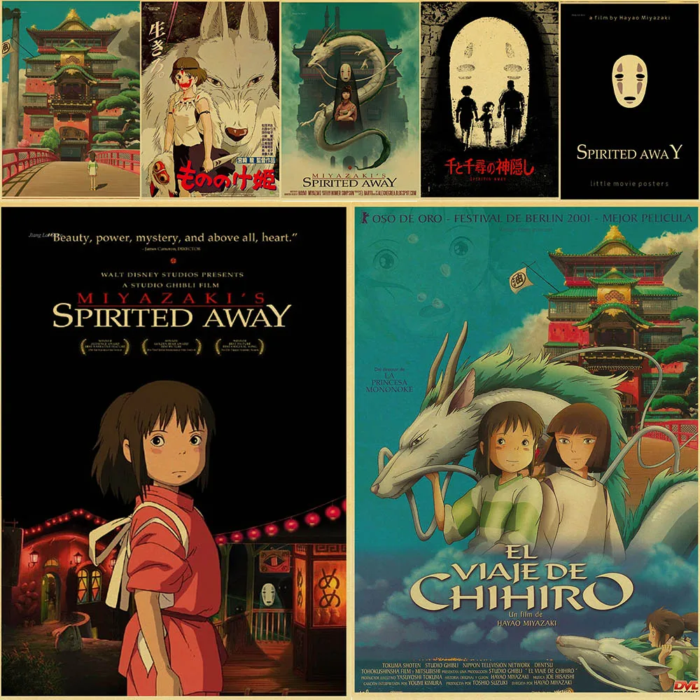 Miyazaki Hayao Spirited Away high quality Retro Poster Vintage poster Wall Decor For Home/ Bar/Room