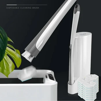 

Disposable Brush Head Toilet Brush And Holder Set Bowl Bathroom Cleaning Kit set For Bathroom Kitchen Clean best toilet brush