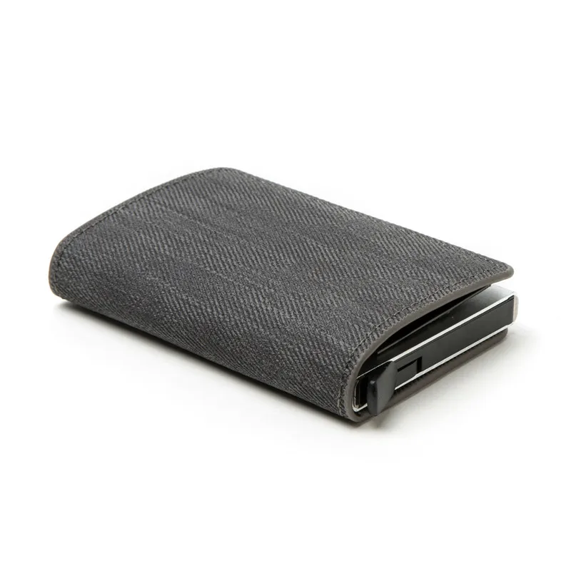 ZOVYVOL RFID блокирующий держатель для карт Противоугонный клатч одиночная коробка мужской женский кошелек джинсовый бизнес всплывающий металлический чехол для ID подарок