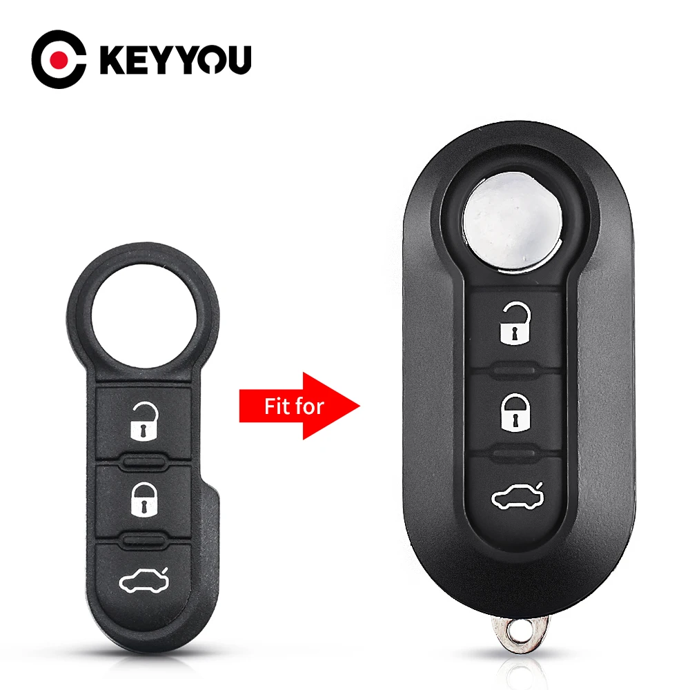 KEYYOU Pad pulsante in gomma chiave a distanza per Fiat 500 Punto Ducato Stilo Panda Abarth Auto Key Pad 3 pulsanti - Hab76d69a90784d20939e84bc10a93a12B