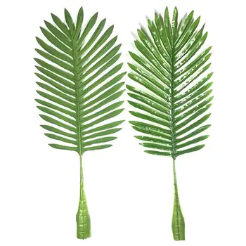 

New 5 Pack Palm Leaves Fake Faux Artificial Plant Leaves Green Single Leaf Palm for Home Kitchen Party Supplies Tropical Leaves