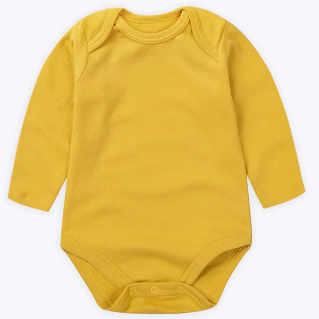2021 Baby Ropa Bebe Newborn Girl Long Sleeve Rompers Clothes Bodysuits Kids New 3-24M Boys Infant Cotton Summer Body Pure Color Turmeric