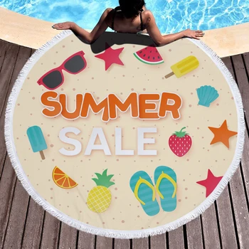 

Summer Sunshine Beach Towels Kids Girl Shawl Fringe Microfiber Round Fabric Bath Towels For Living Room Home Decor