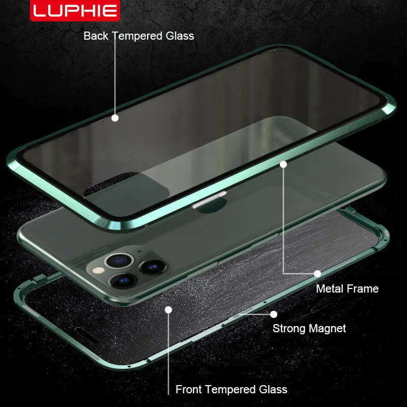 Luphie полный корпус чехол для телефона для iPhone 11 Pro Max чехол 360 магнит чехол s для iPhone 11 Pro Max чехол s металлический чехол Bumber