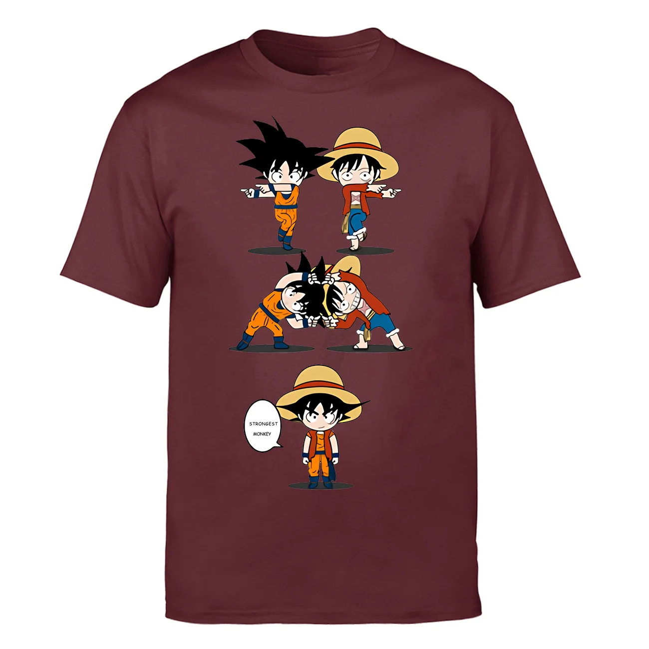 Одна штука Луффи Футболка мужская Dragon Ball супер футболка летние топы Короткий рукав японское аниме забавная футболка слив Мужская s - Цвет: Wine red 6