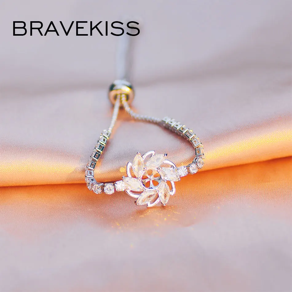 Bravekiss очаровательные кристально чистые регулируемые модные браслеты для женщин CZ теннисные браслеты Роскошные ювелирные аксессуары UB0225