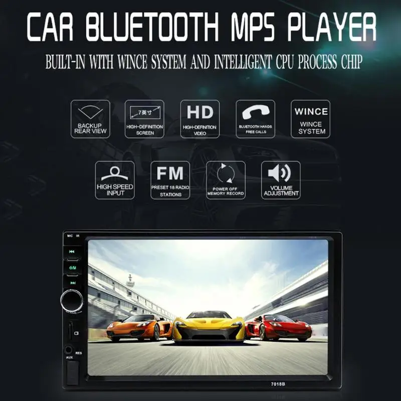 Цена зазора 7 дюймов экран Bluetooth стерео MP5 плеер FM радио USB AUX w/8LED камера