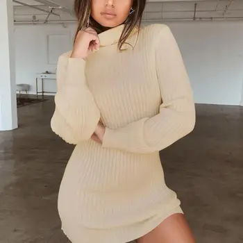 

Knitted Long Sweater Women Turtleneck Casual Pullover Autumn Winter Streetwear 2018 Fashion Solid Befree Pull Femme F2