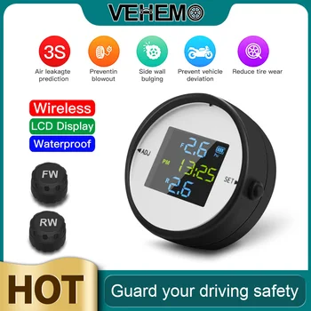 

☆VEHEMO ☆ 2020 Motorbike TPMS 2PCS Sensor Tire Pressure Monitoring System Tire Pressure Monitoring USB Interface