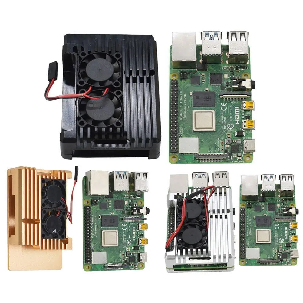 2G ram для Raspberry Pi 4 поколения Модель B Тип компьютерная макетная плата с алюминиевым сплавом CNC металлический чехол Вентилятор охлаждения DIY