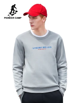 

Pioneer Camp Hoodies For Men Autumn Letter Embroidery Long Sleeves 100% Cotton Black Gray Casual Sweatshirt Mens TopsAWY907391
