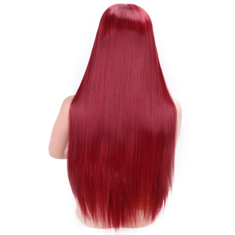 I's a парик 13X4 Длинные прямые синтетические парики на кружеве 60 блонд/черный/розовый термостойкие парики с натуральной частью парик для женщин - Цвет: Red