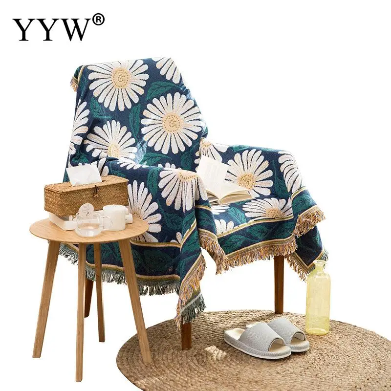 Sofa Cover Couch Cover Cotton Soft Tassels Sofa Towel Chaise Sofa Cushion Knitting Line Blanket Sofa Covers for Living Room