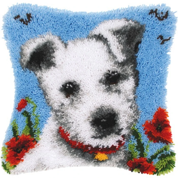 Latch Hook Pillow Cushion Kits Dog Cat Horse Cross Stitch Needlework Crocheting Cushion Animal Pattern Embroidery Home Decor carpet embroidery kit