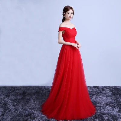 red Vestido de noche Тюль A Line длинное вечернее платье для выпускного вечера вечерние платья без рукавов - Цвет: red