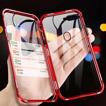 

Double Sided Magnetic Flip Case For OPPO A3S Magnet Glass Full Cover For OPPO AX7 Phone Case For OPPO F9 pro f9 cover shell