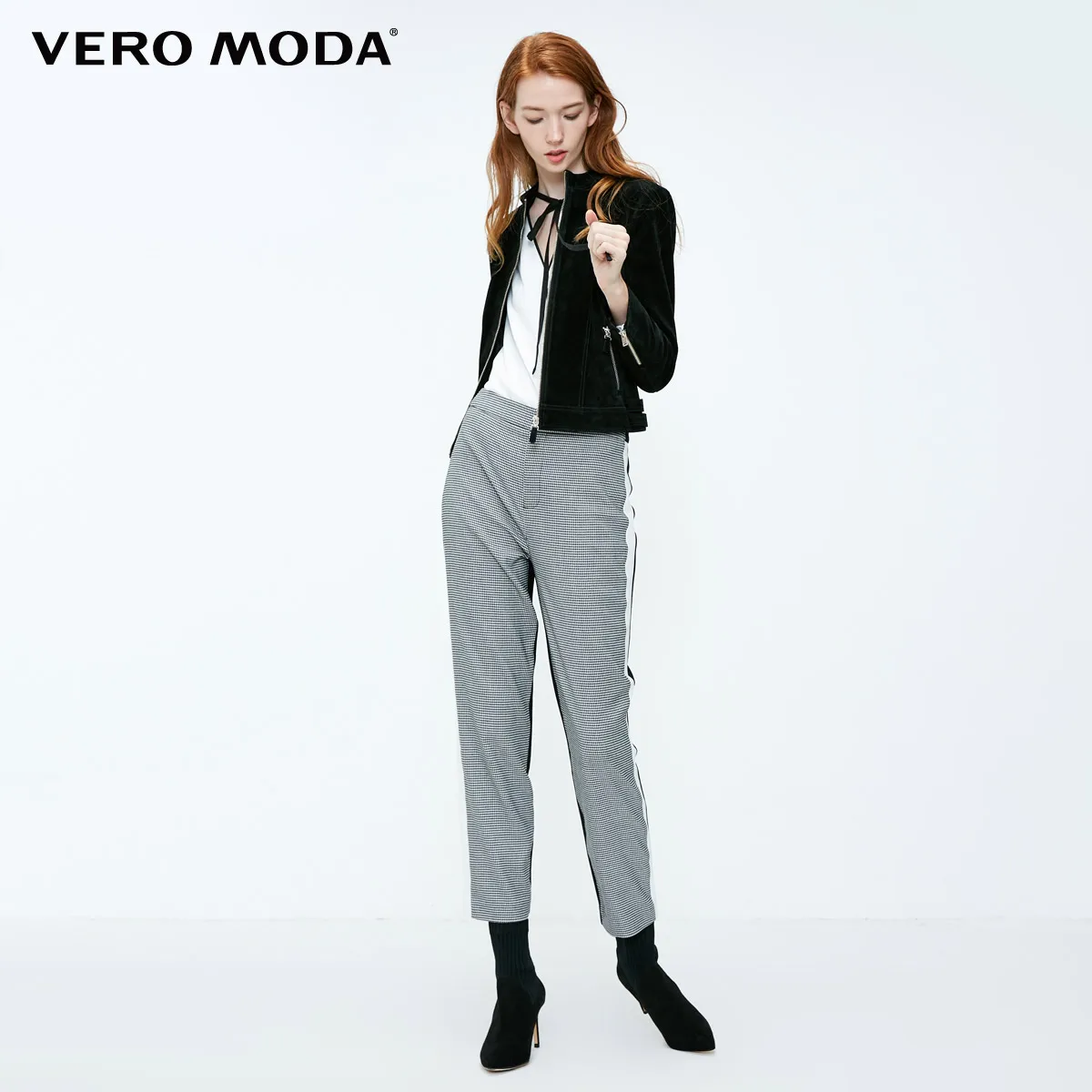 Vero Moda новые женские брюки-стрейч в клетку с молнией спереди | 318350519