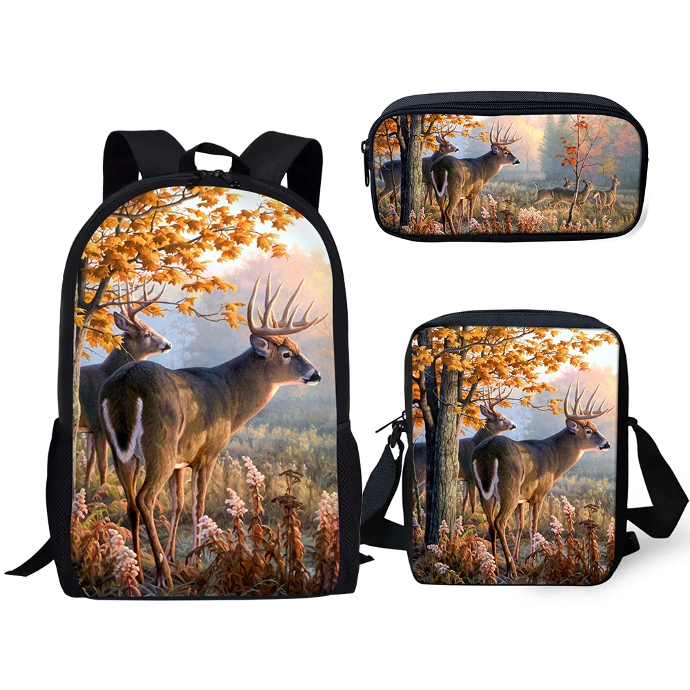 

Fashion Children Backpacks Cartoon Deer Prints Pattern School Bags Students 3PCs Set Backpack/Flaps Bags/Pen Bags