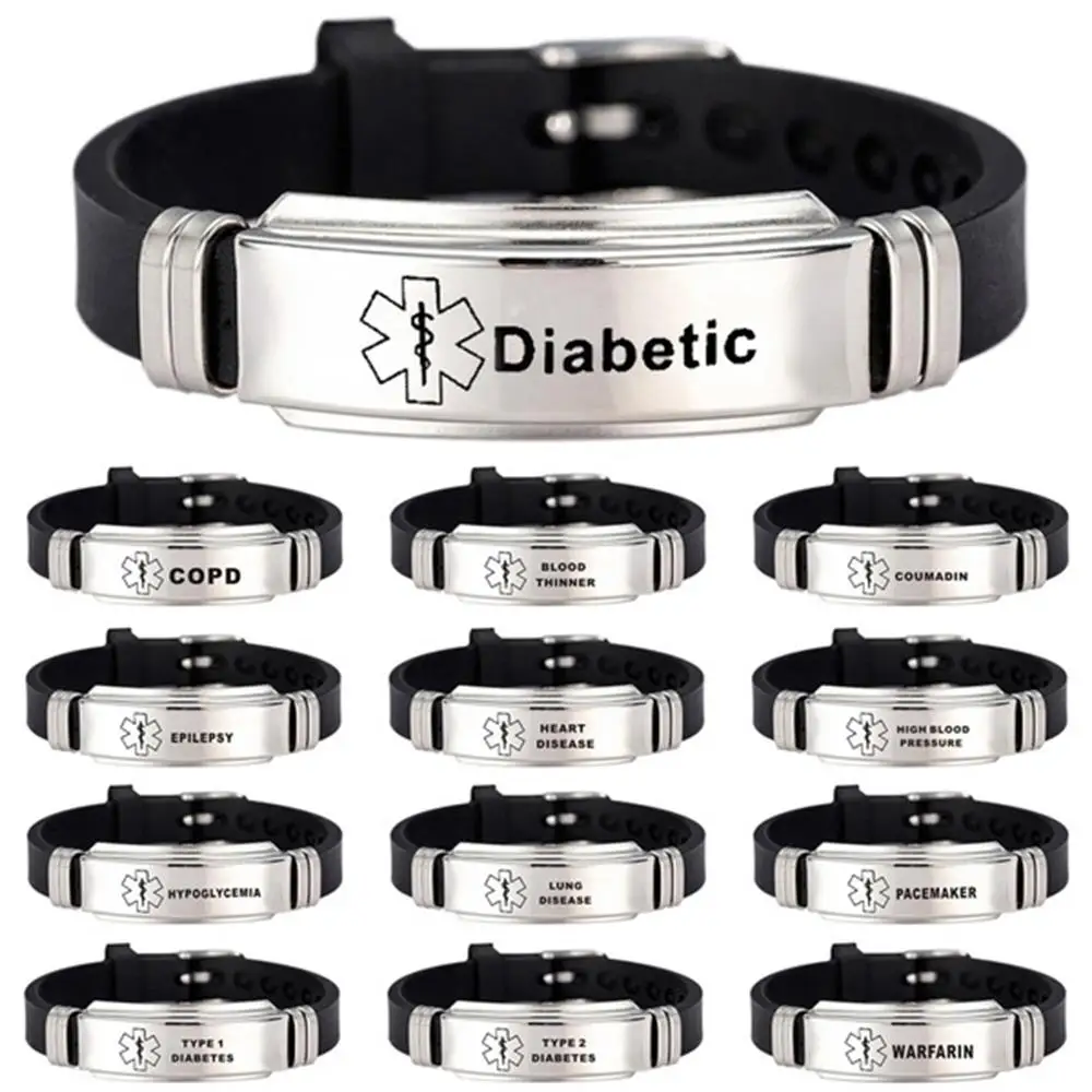 StainlessSteelEngravableMedicalAlertIdBraceletsDiabetesEpilepsy