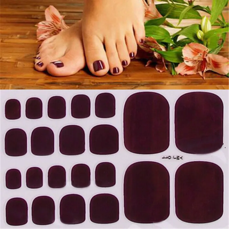 

22tips Solid color Toenail Sticker Full Cover Waterproof Wraps Toe Nail DIY Art Accessories dark red/yellow/blue