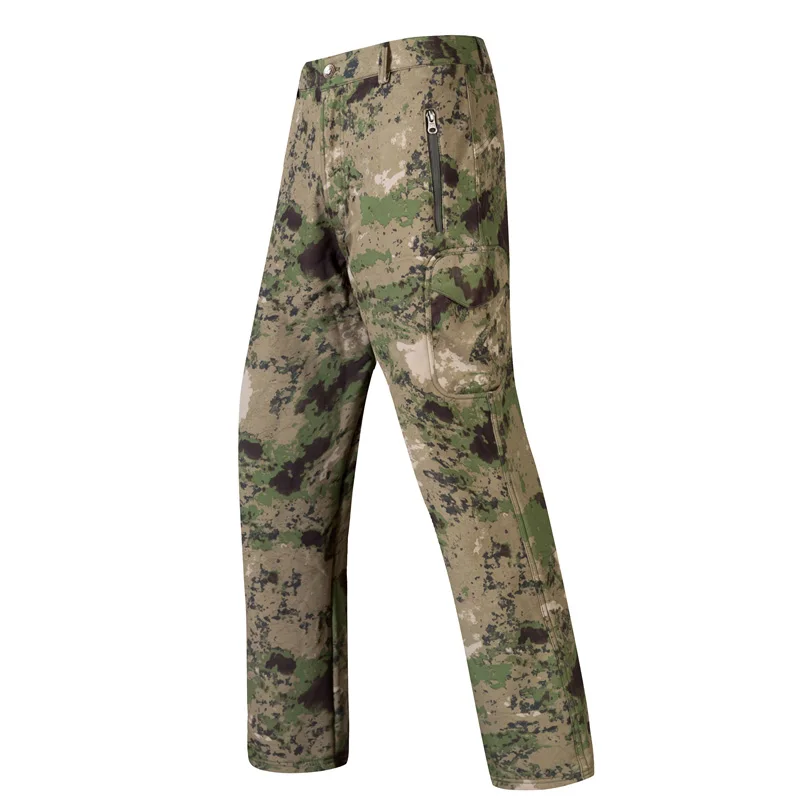 Tactical Camouflage Pants Soft Shell Men Combat Cargo Clothing Waterproof Autumn Winter Warm Military Army Camo Modis Trousers - Цвет: ATFG