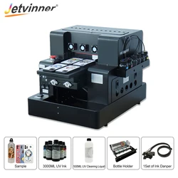 Jetwinner – imprimante UV A4 améliorée, avec jeu d'encre, Format complet A1630, pour coque de téléphone, verre, bois, acrylique, bouteilles métalliques 